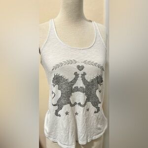 Express White Tank Top With Lion Design Vintage Size S